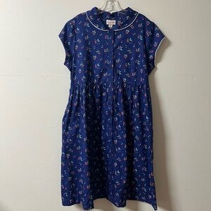 Lanz Of Salzburg Womens Medium Cherry Dress A Line Blue Red Retro Cottagecore